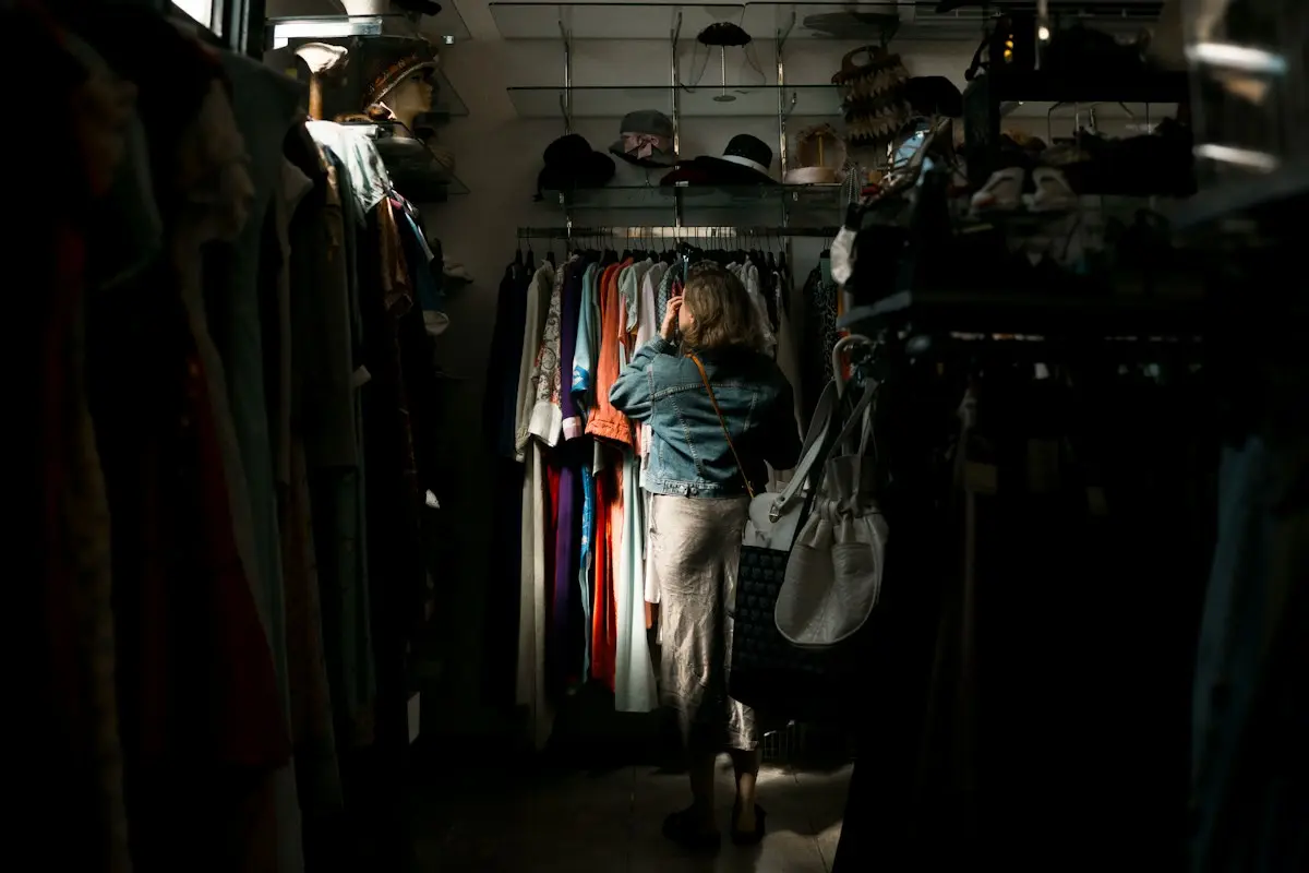 Rack of ready-made off-the-rack suits store